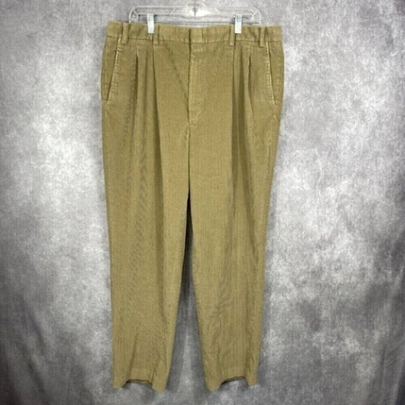 VTG Eddie Bauer Corduroy Pants Mens 40x30 Tan Casual Preppy Pleated Classic Soft - Picture 1 of 9